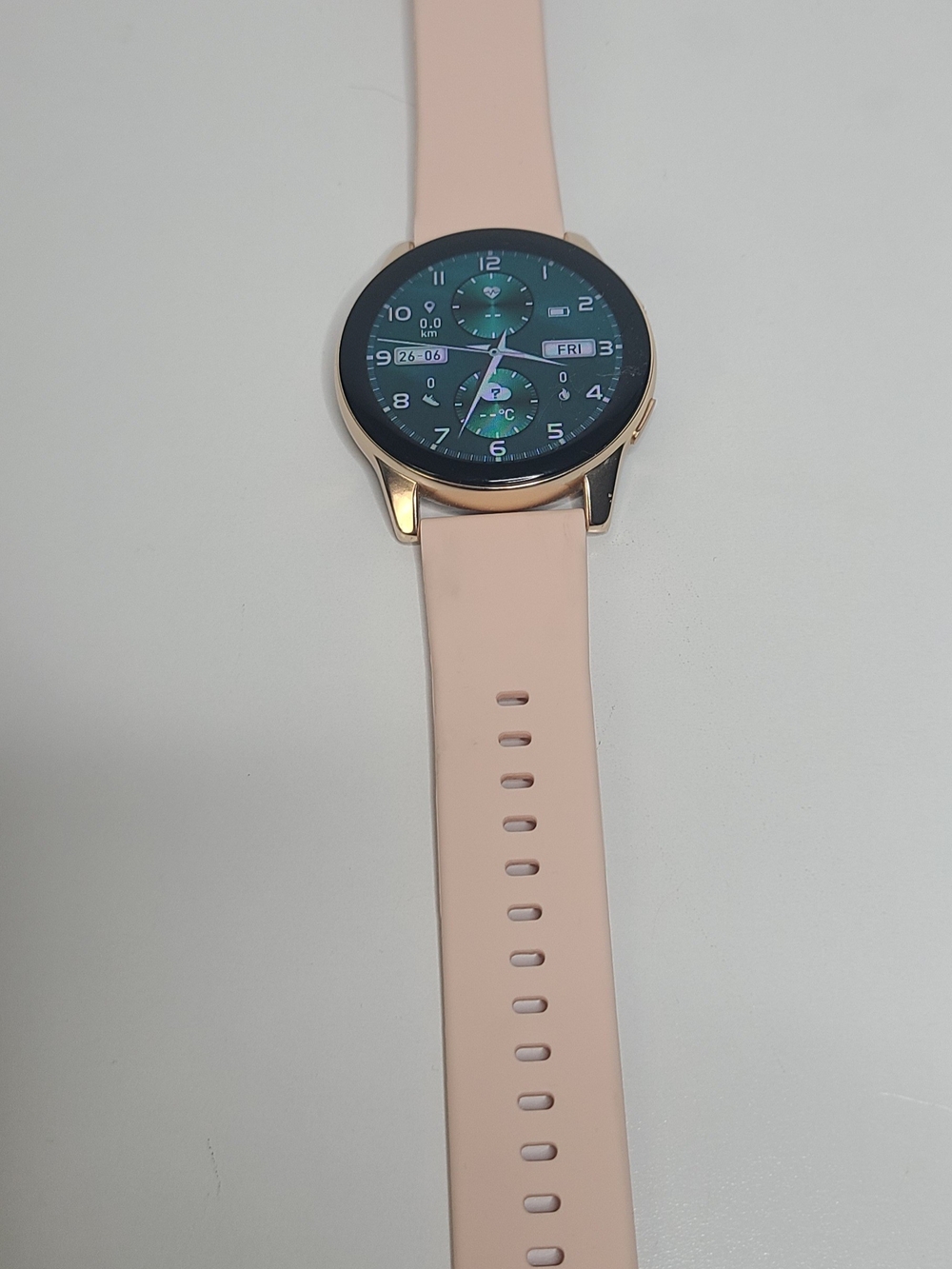 Smartwatch with Pink Silicone Band and Rose Gold Case